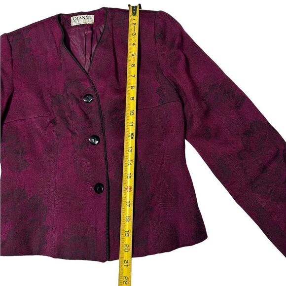 Vintage GIANNI Petite Wool Blend Floral Purple Blazer Mini Skirt Suit Set Flower - Picture 12 of 16
